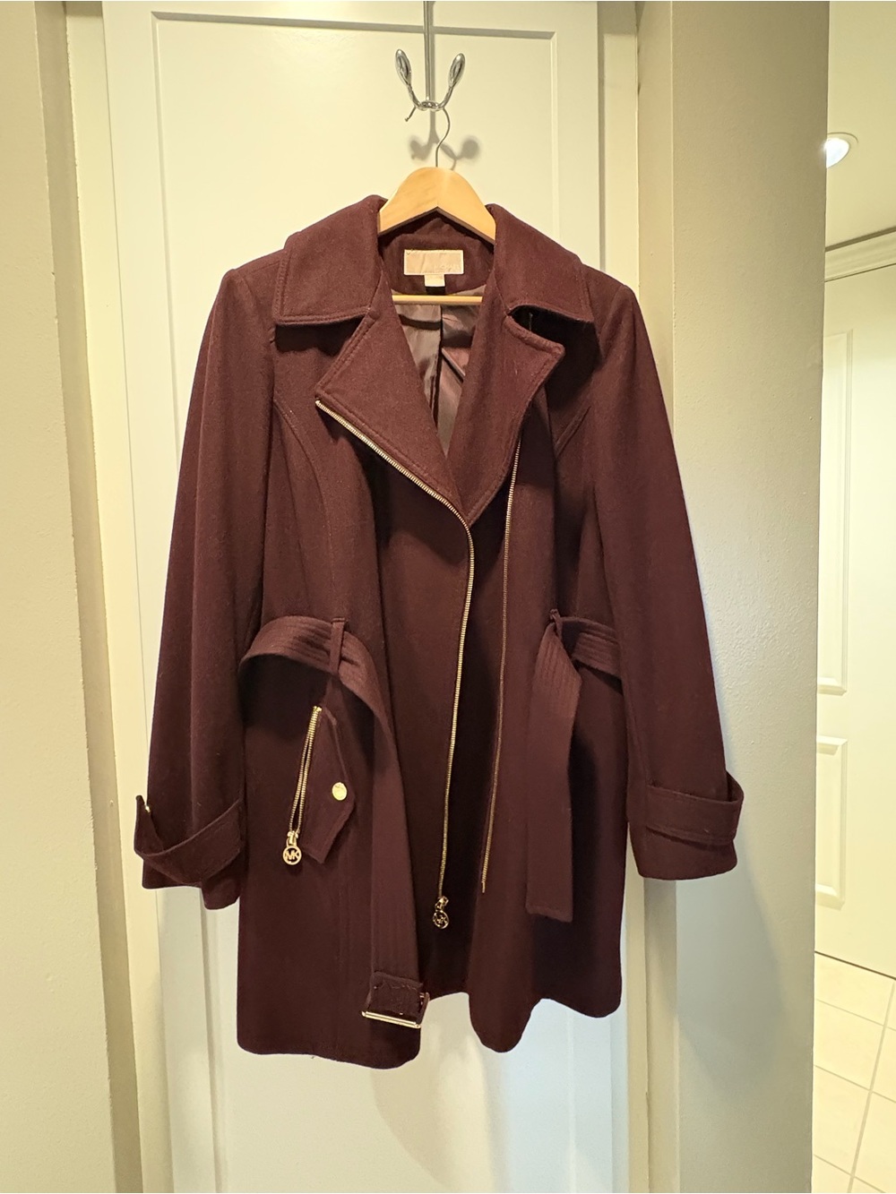 Michael Kors Wool Blend Coat - Burgundy